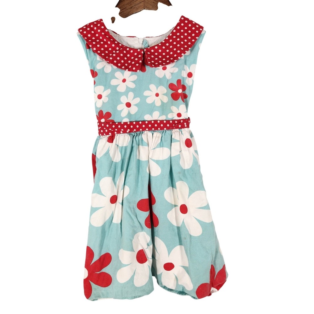 Little Miss Marmalade Blue and Red Floral Dress Size‎ 7